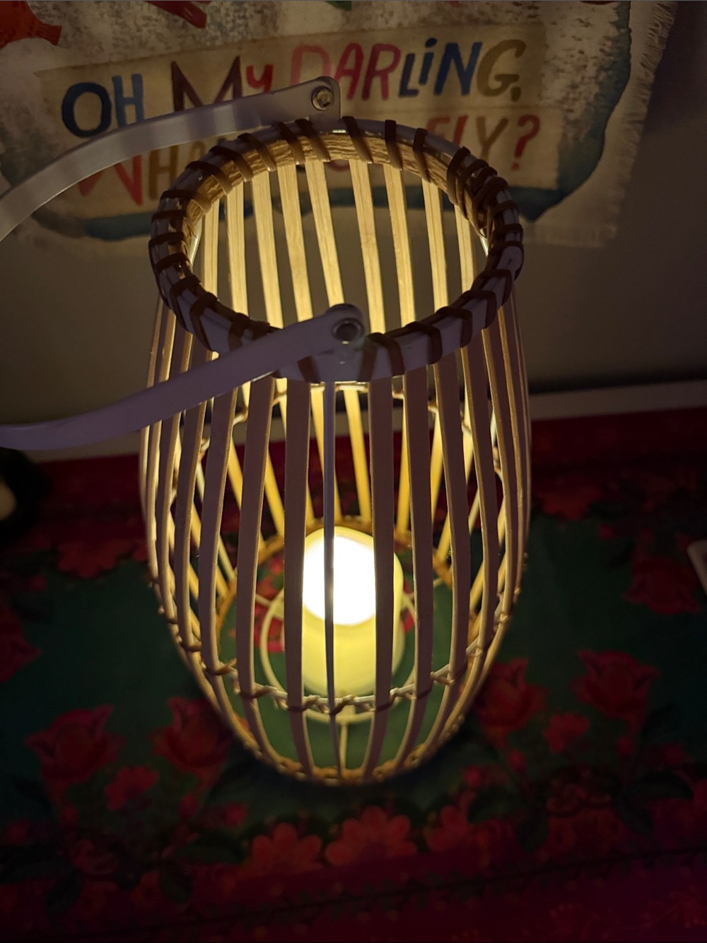 LED Candle Lantern Table Lamp - Natural Bamboo - Picture 2 of 4